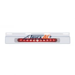 Stainless Top Mud Flap Plate With 11 LED 17" Light Bar & Bezel - Red LED/Red Lens (Each) - United Pacific 21426