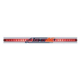 Chrome Top Mud Flap Plate With Two 14 LED 12" Light Bars - Red LED/Red Lens (Each) - United Pacific 37217