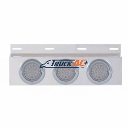 Stainless Top Mud Flap Plate With 3X 36 LED 4" Lights & Visors - Red LED/Clear Lens (Each) - United Pacific 61703