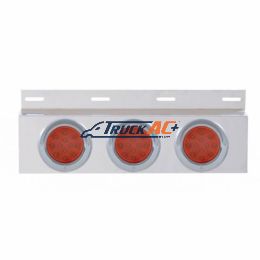 Stainless Top Mud Flap Plate With 3X 12 LED 4" Lights & Visors - Red LED/Red Lens (Each) - United Pacific 61704