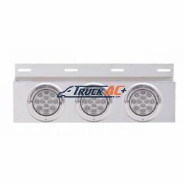 Stainless Top Mud Flap Plate With 3X 12 LED 4" Lights & Visors - Red LED/Clear Lens (Each) - United Pacific 61705