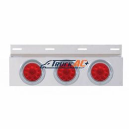Stainless Top Mud Flap Plate With 3X 10 LED 4" Lights & Visors - Red LED/Red Lens (Each) - United Pacific 61706