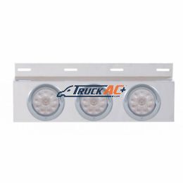 Stainless Top Mud Flap Plate With 3X 10 LED 4" Lights & Visors - Red LED/Clear Lens (Each) - United Pacific 61707