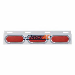 Stainless Top Mud Flap Plate With 3X 19 LED 6" Oval Lights & Visors - Red LED/Red Lens (Each) - United Pacific 61710