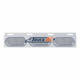 Stainless Top Mud Flap Plate With 3X 19 LED 6" Oval Lights & Visors - Red LED/Clear Lens (Each) - United Pacific 61711