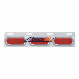 Stainless Top Mud Flap Plate With Three 12 LED Lights & Visor - Red LED/Red Lens (Each) - United Pacific 61712
