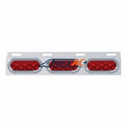 Stainless Top Mud Flap Plate With Three 10 LED Lights & Visor - Red LED/Red Lens (Each) - United Pacific 61714