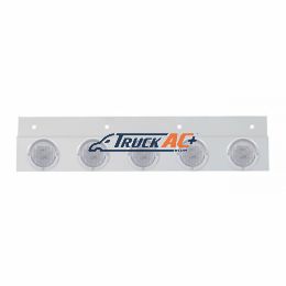 Stainless Top Mud Flap Plate With 5X 9 LED 2" Lights & Visors - Red LED/Clear Lens (Each) - United Pacific 61717