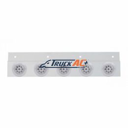 Stainless Top Mud Flap Plate With 5X 9 LED 2" Reflector Lights & Visors - Red LED/Clear Lens (Each) - United Pacific 61719