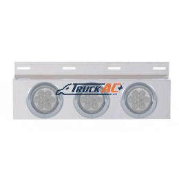 Stainless Top Mud Flap Plate With 3X 7 LED 4" Lights & Visors - Red LED/Clear Lens (Each) - United Pacific 61759
