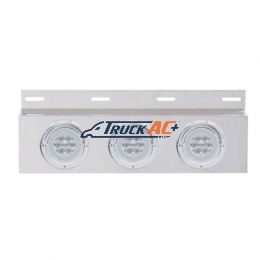 Stainless Top Mud Flap Plate With 3X 21 LED 4" GloLight & Visors - Red LED/Clear Lens (Each) - United Pacific 61761