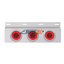 Stainless Top Mud Flap Plate With 3X 21 LED 4" GloLight & Bezels - Red LED/Red Lens (Each) - United Pacific 61860