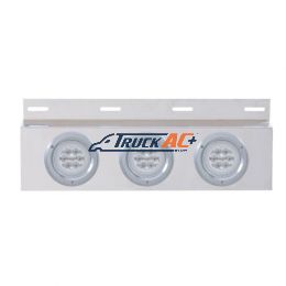 Stainless Top Mud Flap Plate With 3X 21 LED 4" GloLight & Bezels - Red LED/Clear Lens (Each) - United Pacific 61861