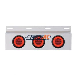 Stainless Top Mud Flap Plate With 3X 21 LED 4" GloLight & Grommets - Red LED/Red Lens (Each) - United Pacific 61960