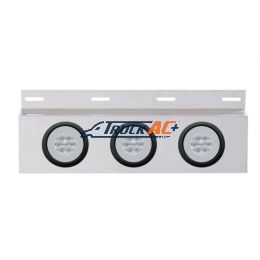 Stainless Top Mud Flap Plate With 3X 21 LED 4" GloLight & Grommets - Red LED/Clear Lens (Each) - United Pacific 61961
