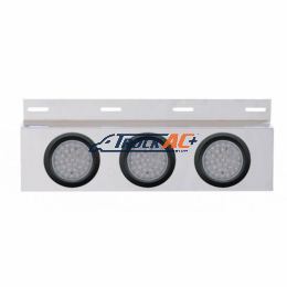 Stainless Top Mud Flap Plate With 3X 36 LED 4" Lights & Grommets - Red LED/Clear Lens (Each) - United Pacific 63703