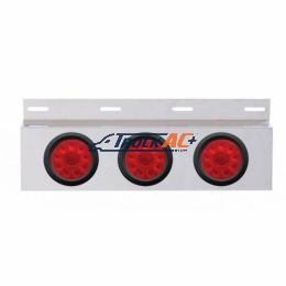 Stainless Top Mud Flap Plate With 3X 10 LED 4" Lights & Grommets - Red LED/Red Lens (Each) - United Pacific 63706