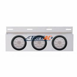 Stainless Top Mud Flap Plate With 3X 10 LED 4" Lights & Grommets - Red LED/Clear Lens (Each) - United Pacific 63707