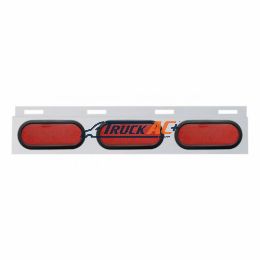 Stainless Top Mud Flap Plate With 3X 19 LED 6" Oval Lights & Grommets - Red LED/Red Lens (Each) - United Pacific 63710