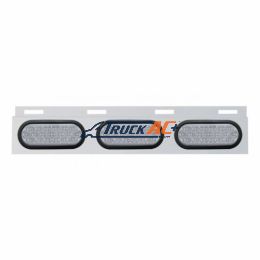 Stainless Top Mud Flap Plate With 3X 19 LED 6" Oval Lights & Grommets - Red LED/Clear Lens (Each) - United Pacific 63711