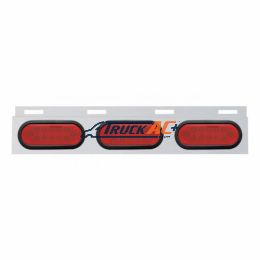 Stainless Top Mud Flap Plate With Three 12 LED Lights & Grommet - Red LED/Red Lens (Each) - United Pacific 63712