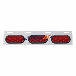 Stainless Top Mud Flap Plate With Three 10 LED Lights & Grommet - Red LED/Red Lens (Each) - United Pacific 63714