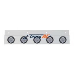 Stainless Top Mud Flap Plate With 5X 9 LED 2" Lights & Grommets - Red LED/Clear Lens (Each) - United Pacific 63717