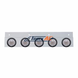 Stainless Top Mud Flap Plate With 5X 9 LED 2" Beehive Lights & Grommets - Red LED/Clear Lens (Each) - United Pacific 63723