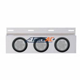 Stainless Top Mud Flap Plate With 3X 7 LED 4" Reflector Lights & Grommets - Red LED/Clear Lens (Each) - United Pacific 63759