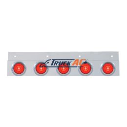 Stainless Top Mud Flap Bracket With 5X 6 LED 2" GloLight & Visors - Red LED/Red Lens (Each) - United Pacific 63796