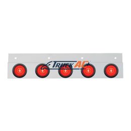 Stainless Top Mud Flap Bracket With 5X 6 LED 2" GloLight & Grommets - Red LED/Red Lens (Each) - United Pacific 63797