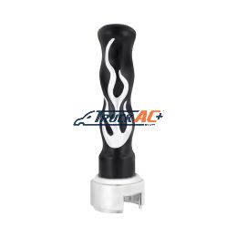 Thread-On Flame Gearshift Knob With Adapter For Eaton Fuller 13/15/18 Speed - Black With Chrome Flame - United Pacific 70575