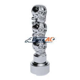 Thread-On 3-Skulls Gearshift Knob With Adapter For Eaton-Fuller 9/10 Speed Shifter-Chrome - United Pacific 70547