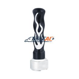 Thread-On Flame Gearshift Knob With Adapter For Eaton Fuller 9/10 Speed - Black With Chrome Flame - United Pacific 70569