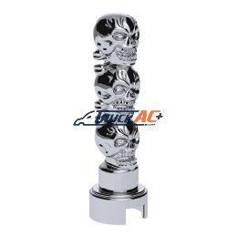 Thread-On 3-Skull Gearshift Knob With Adapter For Eaton-Fuller 13/15/18 Speed Shifter- Chrome - United Pacific 70752