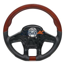 18" YourGrip Leather And Wood Steering Wheel For 2012-2021 Peterbilt 579 & 2013-2021 Kenworth T680 - United Pacific 88190