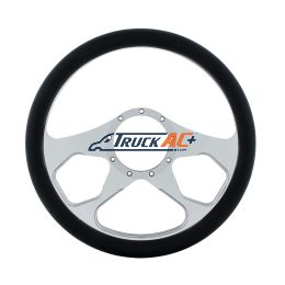 14" Chrome Aluminum 4 Spoke Boss Style Steering Wheel With Black Engineered Leather Grip - United Pacific 88301