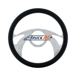 14" Chrome Aluminum Scorpion Style Steering Wheel With Black Engineered Leather Grip - United Pacific 88304