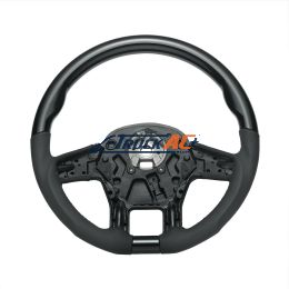 18" YourGrip Leather & Wood Candy Color Steering Wheel For 2012-2021 PB 579&2013-2021 KW T680-Glossy Black - United Pacific 88345
