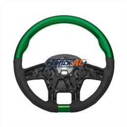 18" YourGrip Leather & Wood Candy Color Steering Wheel For 2012-2021 PB 579&2013-2021 KW T680-Emerald Green - United Pacific 88347