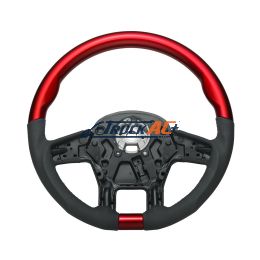18" YourGrip Leather & Wood Candy Color Steering Wheel For 2012-2021 PB 579&2013-2021 KW T680-Candy Red - United Pacific 88350