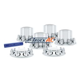 Dome Axle Cover Combo Kit With 33mm Standard Thread-On Nut Covers & Nut Cover Tool - Chrome - United Pacific 10305