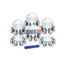 Pointed Axle Cover Combo Kit With 33mm Standard Thread-On Nut Covers & Nut Cover Tool - Chrome - United Pacific 10306