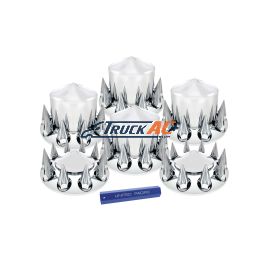 Pointed Axle Cover Combo Kit With 33mm Spike Thread-On Nut Covers & Nut Cover Tool - Chrome - United Pacific 10308