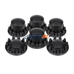 Dome Axle Cover Combo Kit With 33mm Standard Thread-On Nut Covers & Nut Cover Tool - Matte Black - United Pacific 10354