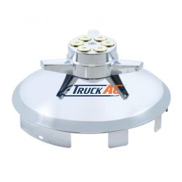 6 Uneven Notched Stainless Front Hubcap With Gun Cylinder Spinner - 1" Lip - United Pacific 20196