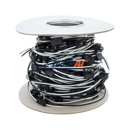 100 Count 2-Prong Male Bullet Plugs 16G Wire Harness Roll - 100' W/12" Lead Between Plugs - United Pacific 34241
