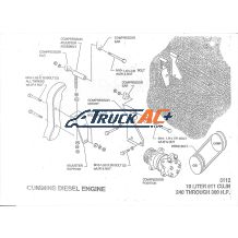 Multiple Models with L10 Cummins, 611ci, 240-300hp Engine - Mount & Drive A/C Compressor Bracket Kit