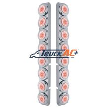SS Rear Air Cleaner Bracket With 16X 9 LED 2" Lights & Bezels For Peterbilt-Red LED/Clear Lens - United Pacific 37332