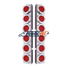 SS Rear Air Cleaner Bracket With 12X 9 LED 2" Reflector Lights & Bezels For Peterbilt-Red LED & Lens - United Pacific 37346